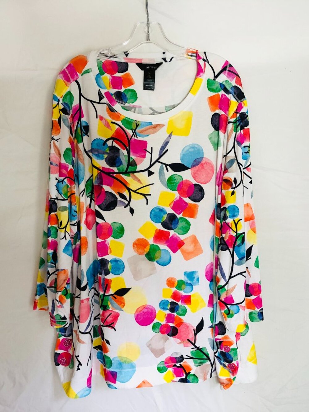 Ali Miles Women's Plus Size 2X Artsy Geometric Tunic Top